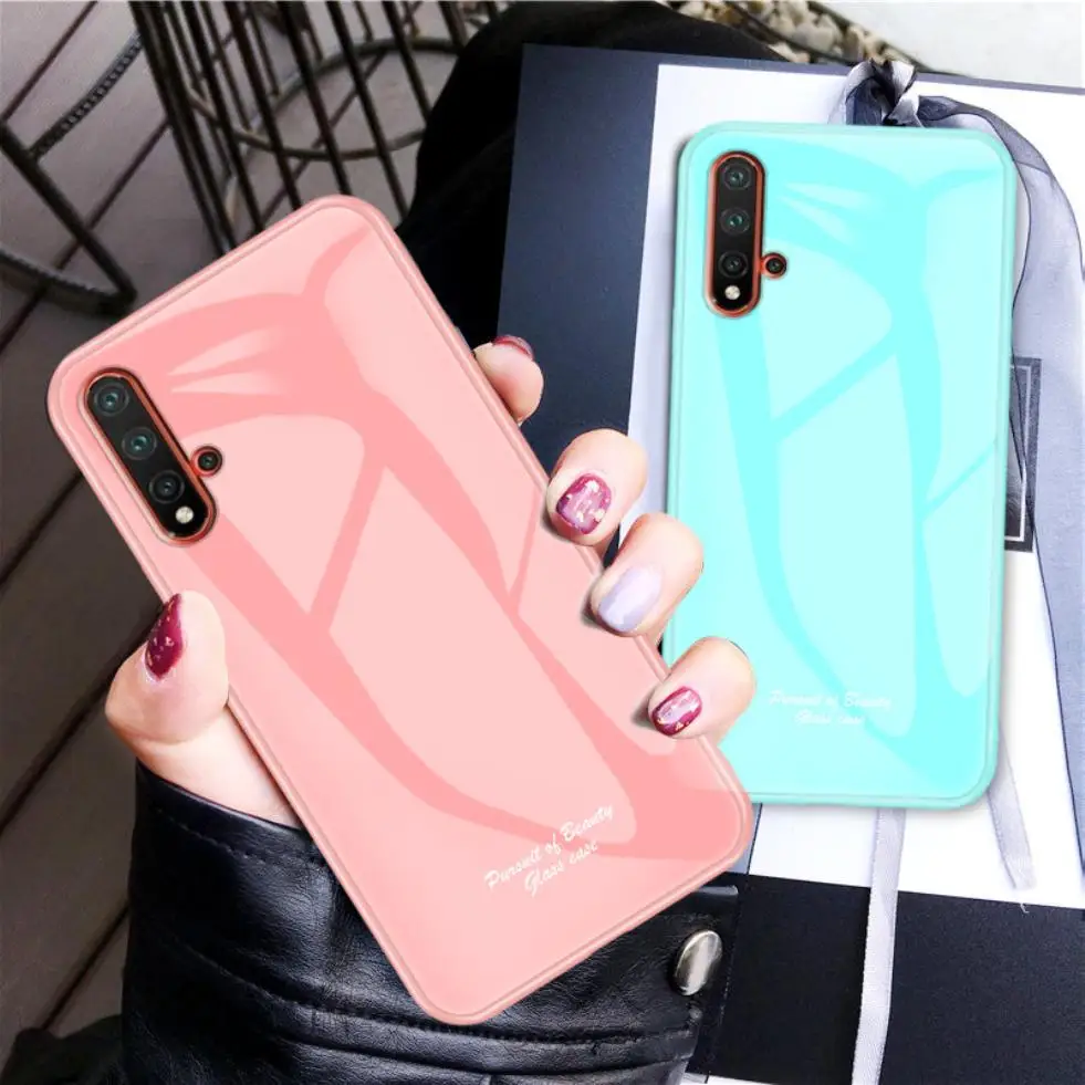 For Huawei Honor 20 /20 Pro/20i/8X/8X Max/8C/Play/V20 View 20 Case Cute Macaron Colorful Shockproof Glass Back Shell Phone Cover