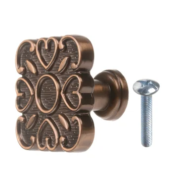 

Saim Furniture Handle Square Carved Cupboard Knob Zinc Alloy Material Furniture Button 6pcs Metal Cabinet Knob Handle With Screw