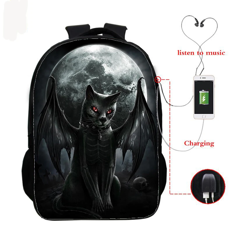 16 дюймов детские школьные сумки с котом, ортопедический рюкзак, детский школьный рюкзак для мальчиков и девочек, Mochila Infantil, сумки с 3d принтом кота, Usb зарядка