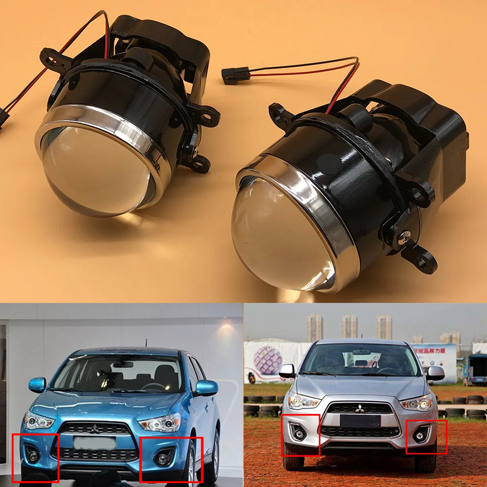 

2PCS Lens Fog Lights LED Front Fog Lights H11 Car Styling Round Bumper 12V For Mitsubishi ASX 2013 2014 35W 55W LED