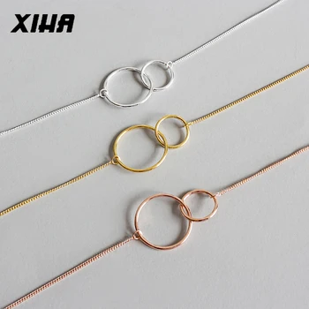 

XIHA Authentic 925 Sterling Silver Choker Necklace for Women Double Round Circles Infinity Necklaces Friendship Gifts for Girls