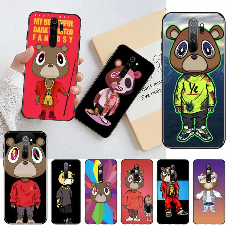 

HPCHCJHM Kanye West Rapper I FEEL LIKE PABLO Bear Black Phone Case for Redmi Note 8 8A 7 6 6A 5 5A 4 4X 4A Go Pro Plus Prime