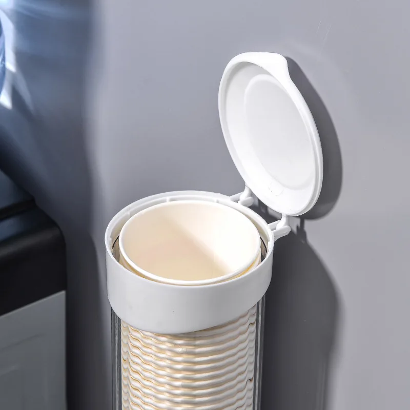 Cup Storage Holder Paper Cup Dispenser Disposable Paper Cups Dispenser Plastic Cup Holder for Water Dispenser Wall Mounted Automatic Cup Storage Rack Cups Container
