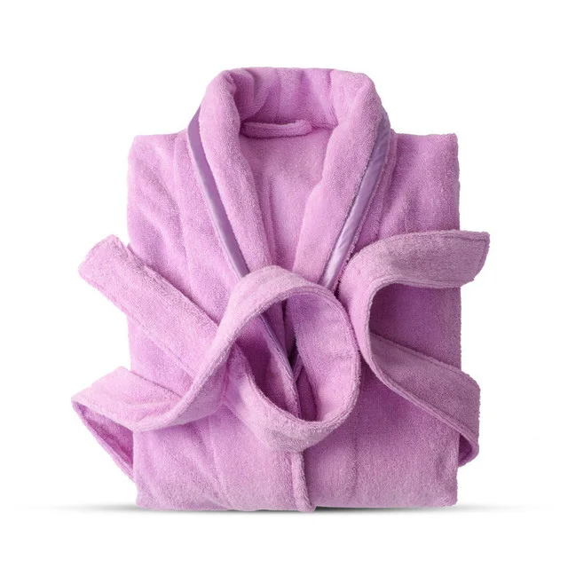 Хлопчатая ткань для полотенец Плюшевый халат для влюбленных мягкие банные мужские халаты и Для женщин ночная рубашка, одежда для сна, мужской Повседневное домашний банный халат для гостиницы - Цвет: purple 2