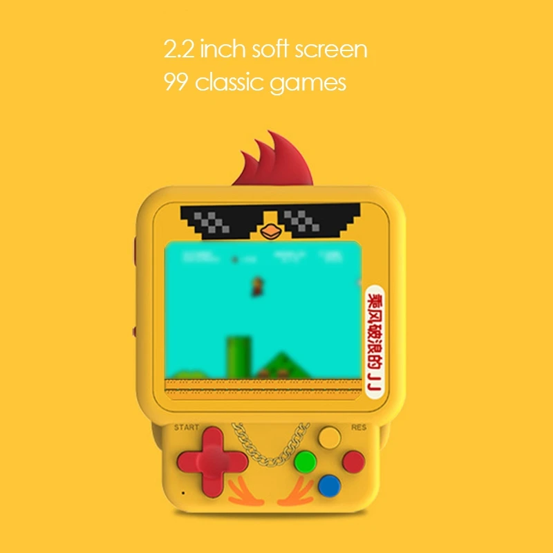 2021 W1 Mini Retro Chick Handheld Game Console Built-In Rpg/Act/Avg.Etc Classic Game, Backpack Pendant Chick Game Console