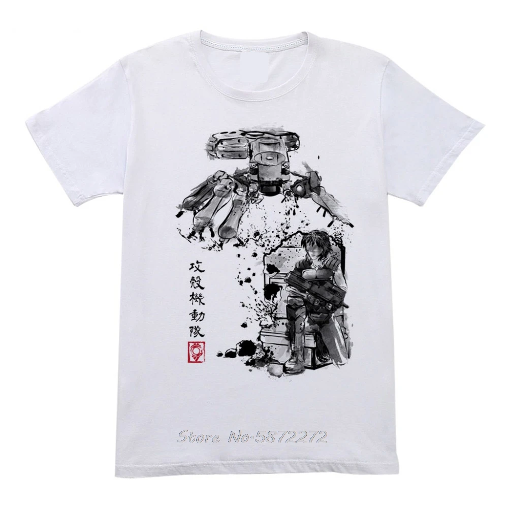 Yo-Young Men T-shirts Ghost In The Shell Major Vs Tank Digital Print Combed Cotton Casual Summer T Shirts Sweatshirt | Мужская одежда