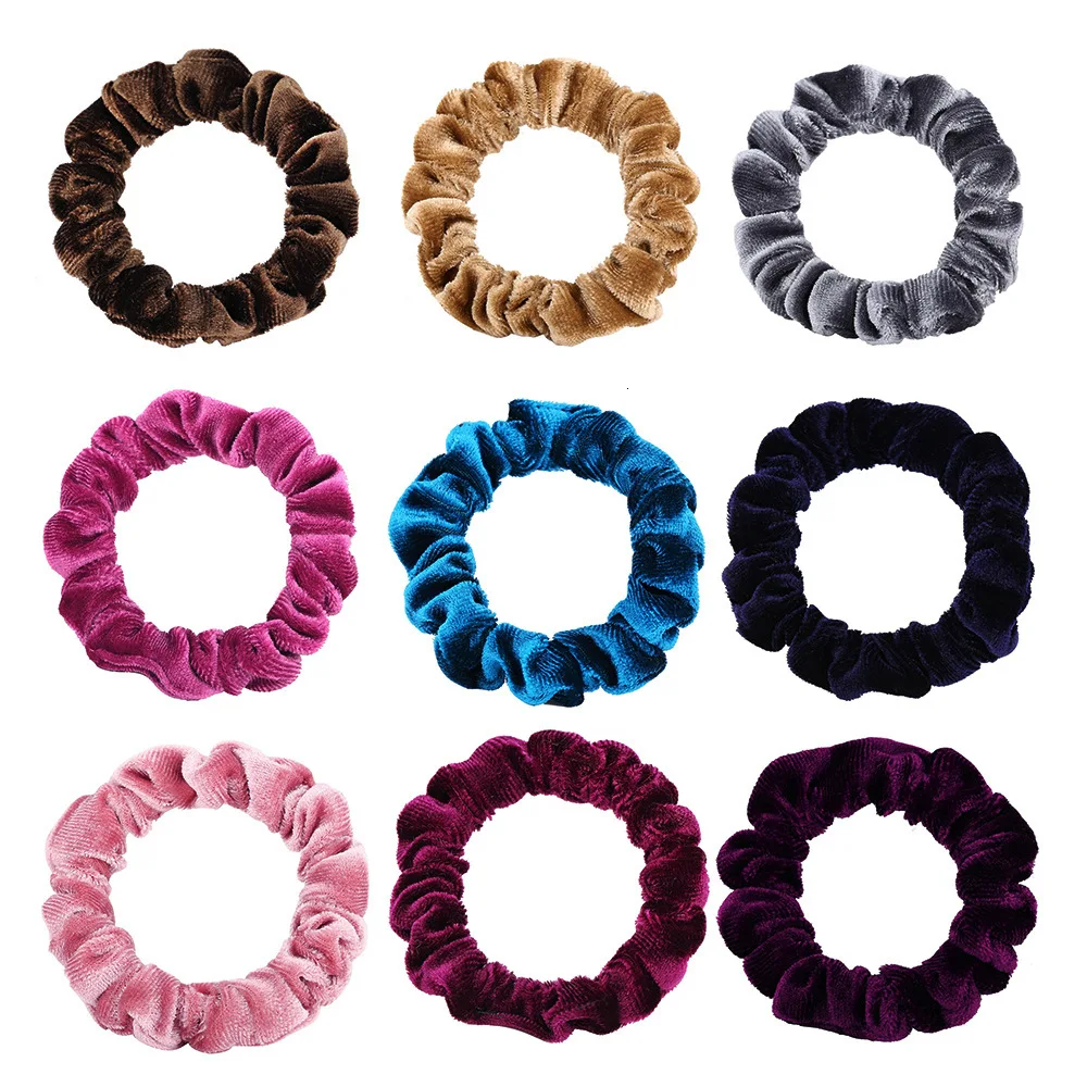 2pcs Vintage Scrunchie Stretch Headband Velvet Scrunchies Women Elastic Hair Bands Girls Ties Striped Accessories | Украшения и