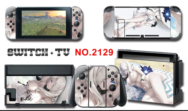 1set New Cute Anime Full Body Sticker for NS Switch Protective Cover Skin Colorful Art for Game Console Joy-Con Controller Decor