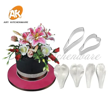 

6pcs Peruvian Lily Impression Flower Mold Silicone Veiner Mold Cake Decorating Fondant Sugarcraft Cake Mold for Sugar Flower