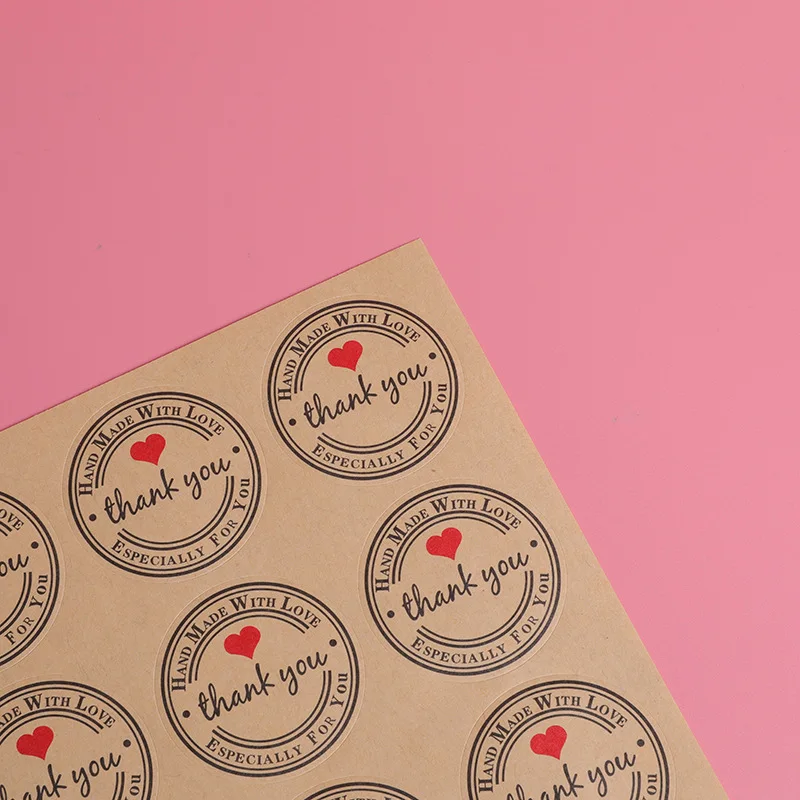 

120Pcs Thank You Packaging Sealing Label Kraft Sticker Baking DIY Gift Stickers
