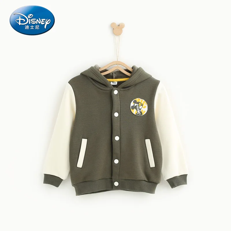 Disney/Детская куртка с плюшевой спинкой, Осень-зима, новая спортивная бейсбольная форма с Микки-Маусом, детский теплый топ, детское пальто, куртка для мальчиков