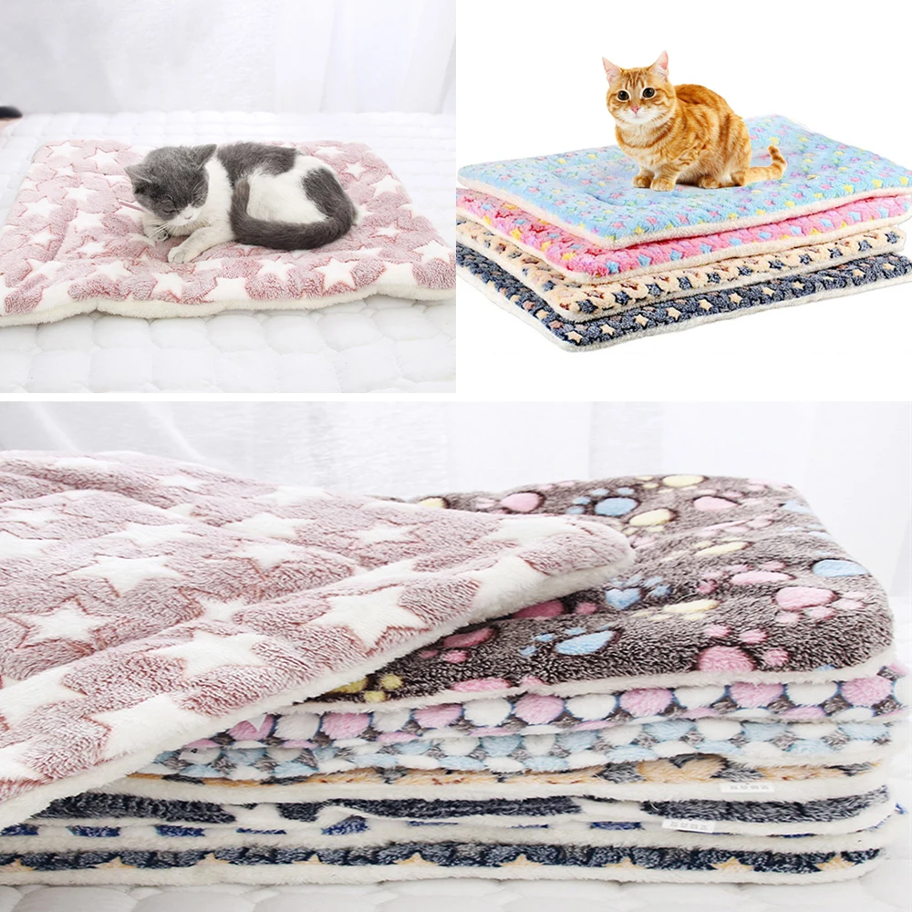 

Keep Warm Sleeping Cover Soft Flannel Thickened Pet Soft Fleece Pad Pet Blanket Bed Mat For Puppy Dog Cat Sofa Cushion Home Rug