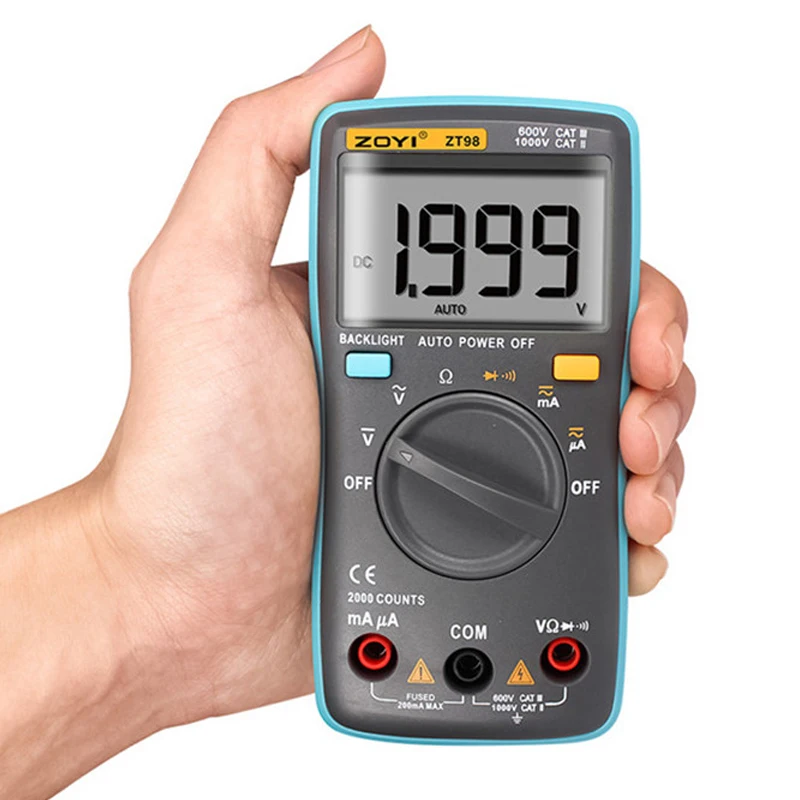 Zt98 Digital Multimeter 2000 Counts Autoranging Ac/dc Ammeter Voltage