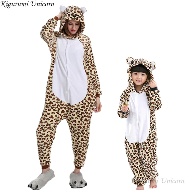 Женские пижамы кигуруми с единорогом для взрослых и детей; зимняя Пижама с животными; комбинезон; женская пижама для косплея; домашняя одежда - Цвет: leo bear
