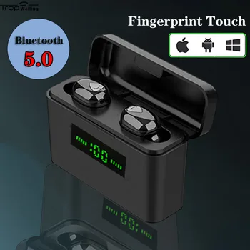 

Trop Weiling Led Digital Bluetooth Earphone Dual Microphone Sport Headset In Ear Noise Reduction Earbuds Bluetooth 5.0 Headphone