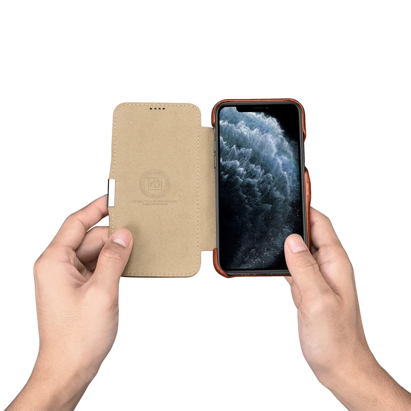 ICarer Роскошный чехол из натуральной кожи для iphone 11 Pro Max 5,8 6,1 6,5 Чехол-книжка из натуральной кожи для iphone 11/Pro/Max