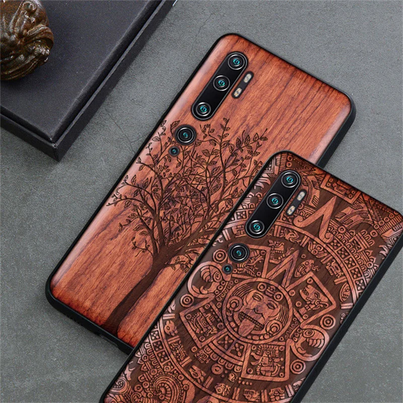 

2020 New For Xiaomi Mi Note 10 Pro Case Slim Wood Back Cover TPU Bumper Case On Xiaomi Mi Note 10 Phone Cases