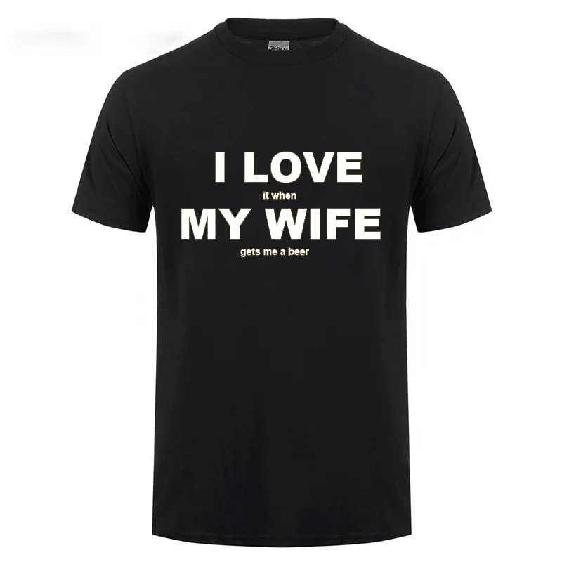 Мужская футболка подарки на день рождения для мужчины I Love My Wife Beer Humor забавная