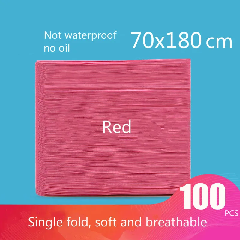 70CM 180CM RED Одноразовое Постельное белье Красота салон, отель массаж не Водонепроницаемый и маслонепроницаемый путешествия Воздухопроницаемый нетканый материал детские матрас - Color: 70CM 180CM RED
