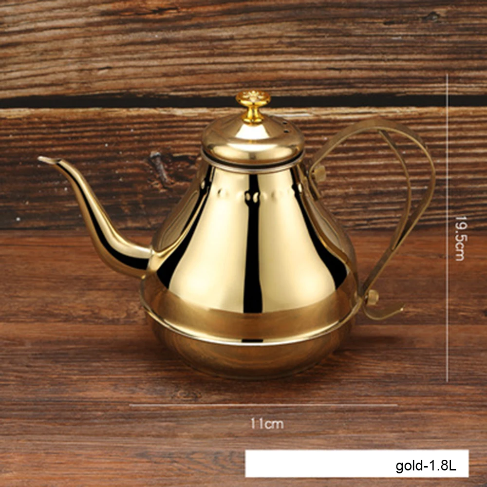 1.8L gold 1.2L/1.8L чайник из нержавеющей стали с длинным горлышком, Кофеварка, кухонный инструмент для питья с перколятором для домашнего офиса, Молочный Сок - Цвет: 1.8L gold