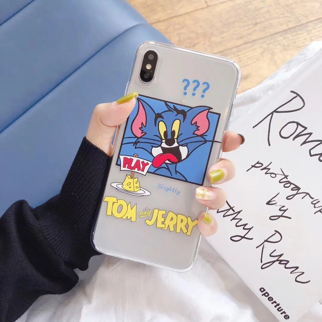 2 lanc Милый мультяшный Чехол TOM JERRY для iPhone 11 Pro 7 8 6 s Plus X XS MAX Xr Беспроводная bluetooth-гарнитура для Airpods candy мягкий чехол - Цвет: 2 lanc