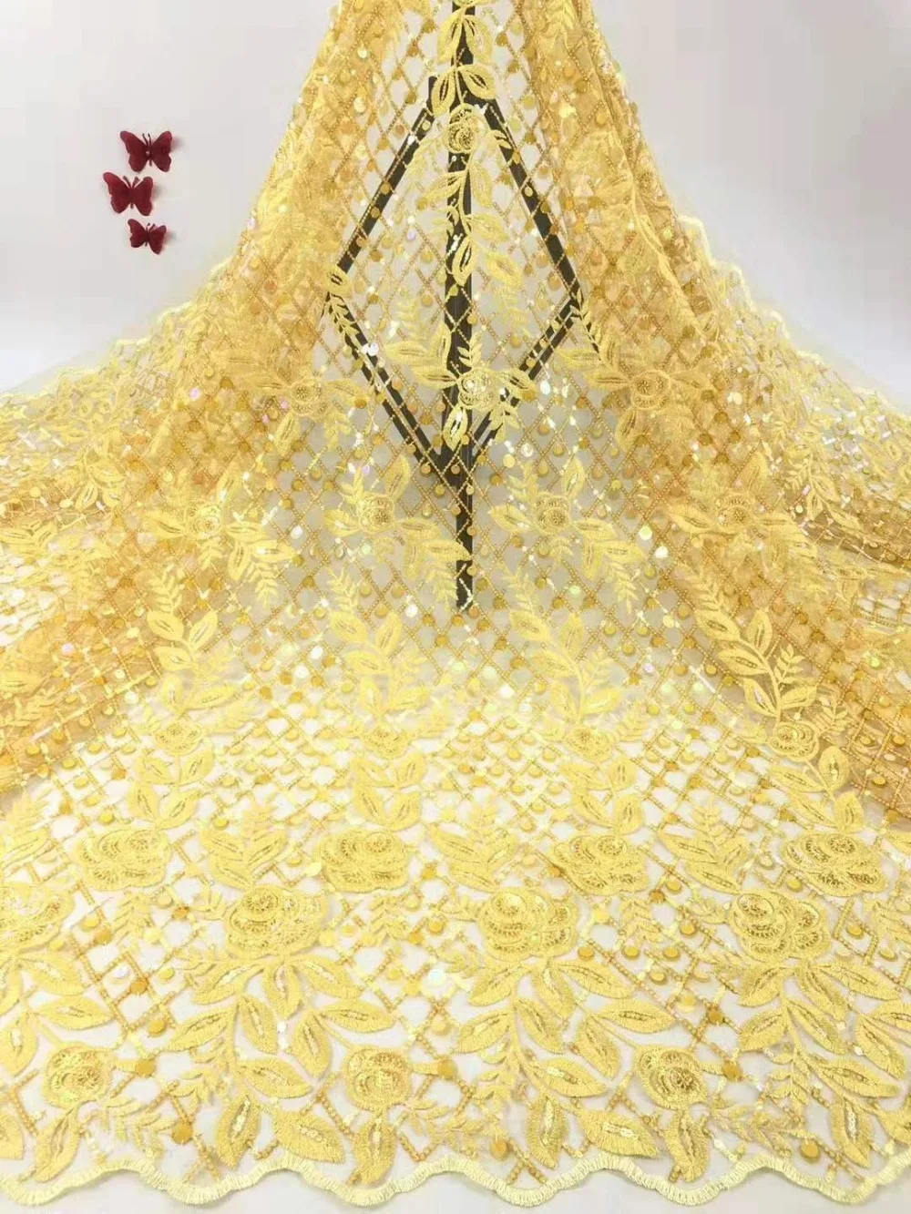 2019 African  french Laces cord lace cotton lace Nigerian 3D Guipure  High-quality  African French Net Lace Fabric (1)