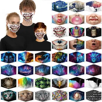 

3D Printed 5 layers filter Protective Mask for adult children Dustproof masque Animal Starry sky printed Filter Mask mascarillas