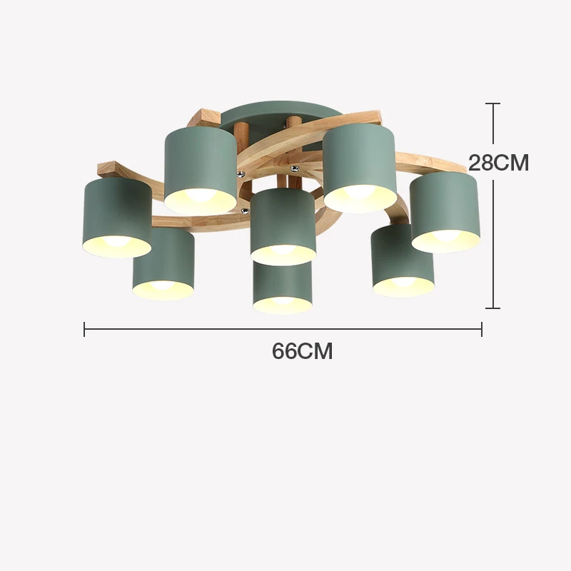Скандинавское дерево E27 потолочный светильник 4 цвета потолочные светильники Современная железная гостиная потолочный светильник Кухонные светильники Lampa Sufitowa - Цвет корпуса: Green 8 Heads