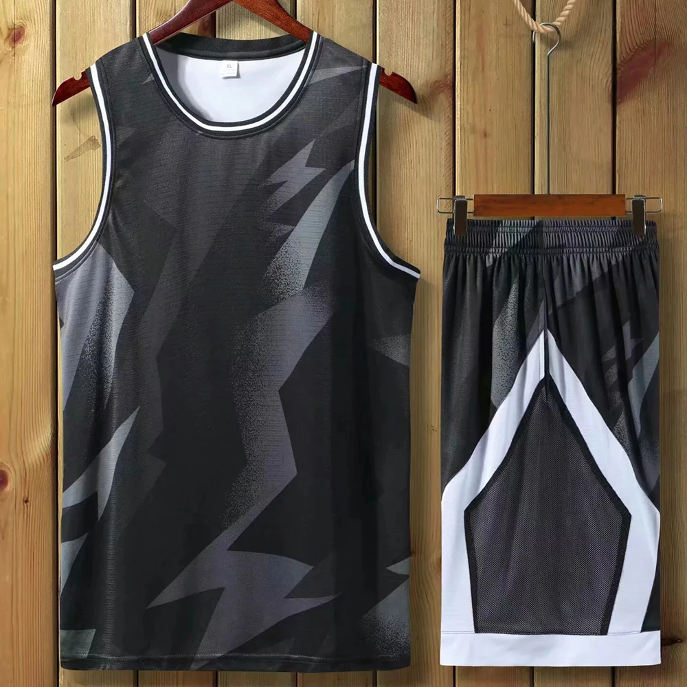 New Camouflage Men Basketball Set Uniforms kits Sports clothes Mens basketball jerseys college tracksuits DIY Customized basketball jerseys