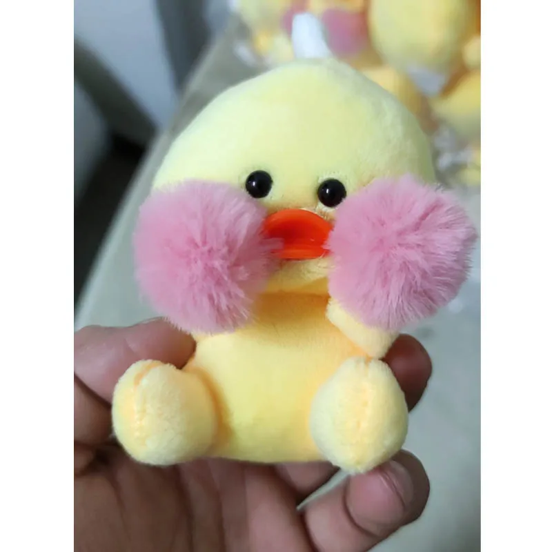 도매 20 개/몫 4 인치 귀여운 동물 오리 플러시 장난감 키 체인 Kawaii 노란색 오리 열쇠 고리 작은 펜던트 장식 장난감 선물
