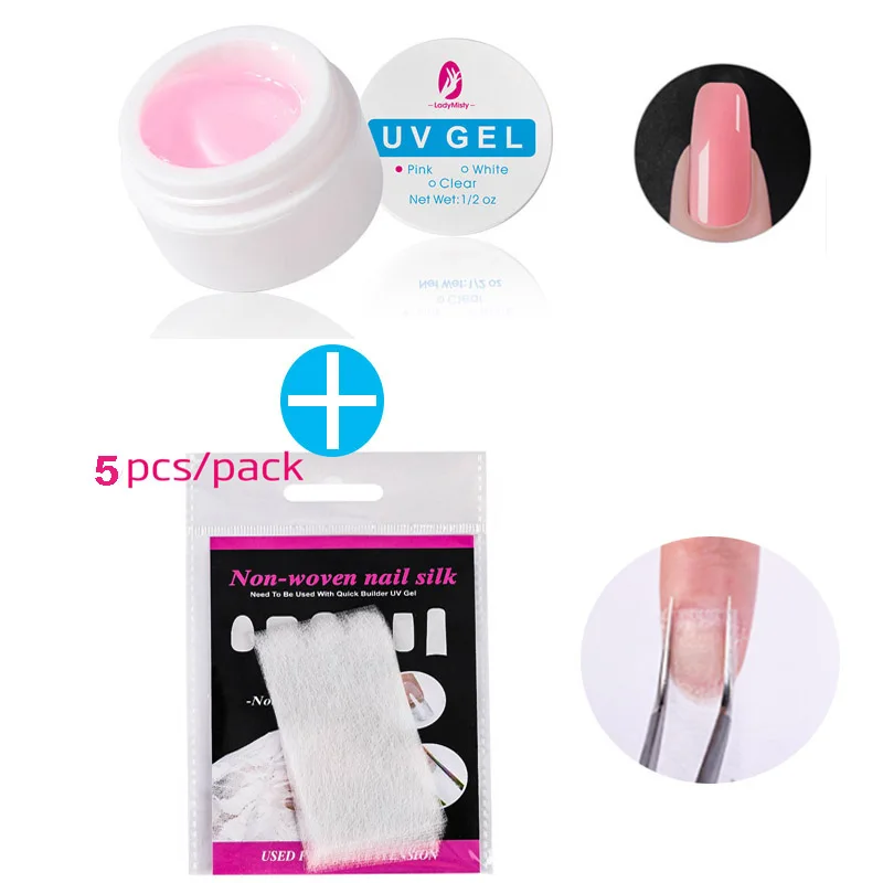 Pink Set 3 Акриловый гель для ногтей, стекловолокно, набор для дизайна ногтей, УФ гель-гель, гель для наращивания ногтей, полигель, наборы для наращивания гели для ногтей, Декоративный Лак для ногтей, набор - Цвет: Pink Set 3
