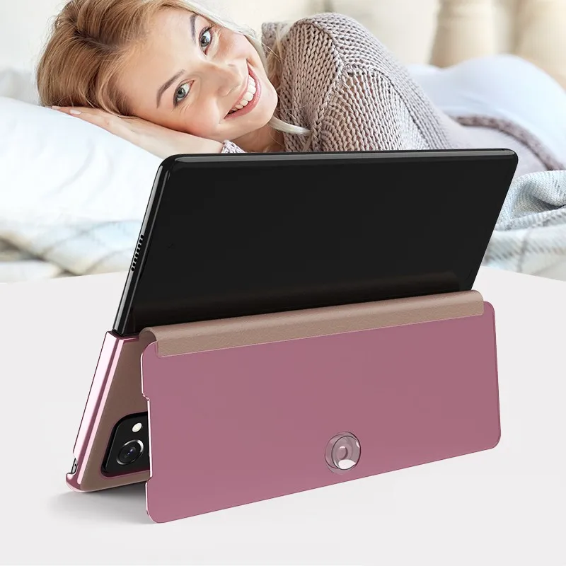 Premium Mirror Plating PU Leather Kickstand Shockproof Phone Case