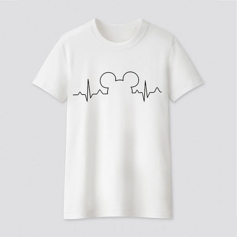 Graphic tees tops Beating heart theme tshirts women funny t shirt white Tops casual short Camisetas Mujer_T-Shirt