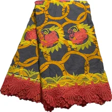 

Nigerian Lace Fabric 2022 High Quality African Lace Embroidery Ankara Print Wax Brode 6Yards Cotton Guipure Net Fabric For Dress
