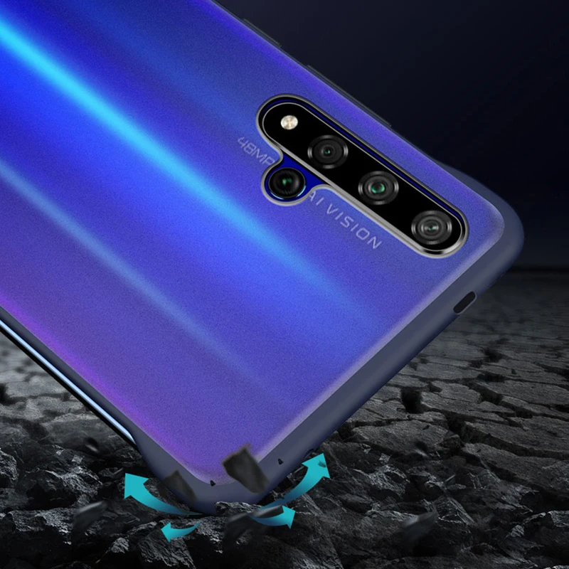 Бескаркасный чехол для huawei Honor 20 Pro, Ультратонкий матовый ПК противоударный чехол для задней панели Honor V20 View 20 с закаленным стеклом