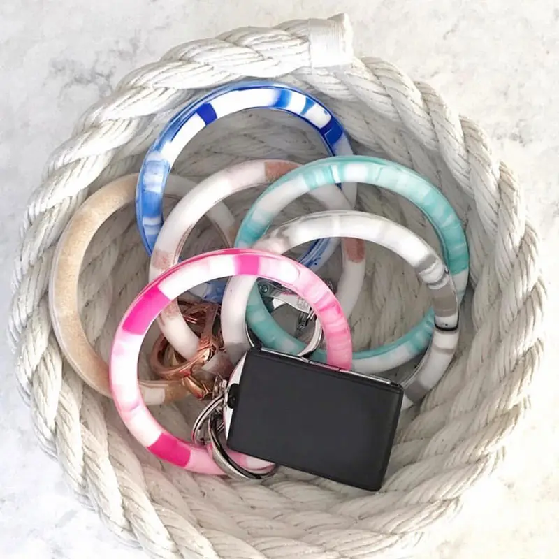 

Flatfoosie Fashion Big O Circle Silicone Key Wristlet in Chain Trendy Portable Key Chain Wrist Strap Car Keychain Accessories