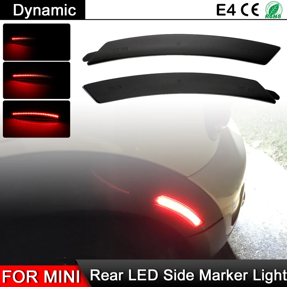 

1 Pair For Mini Cooper R55 R56 R57 R58 R59 R60 R61 Smoked Lens Rear LED Side Marker Lamp Dynamic Red Warning Light