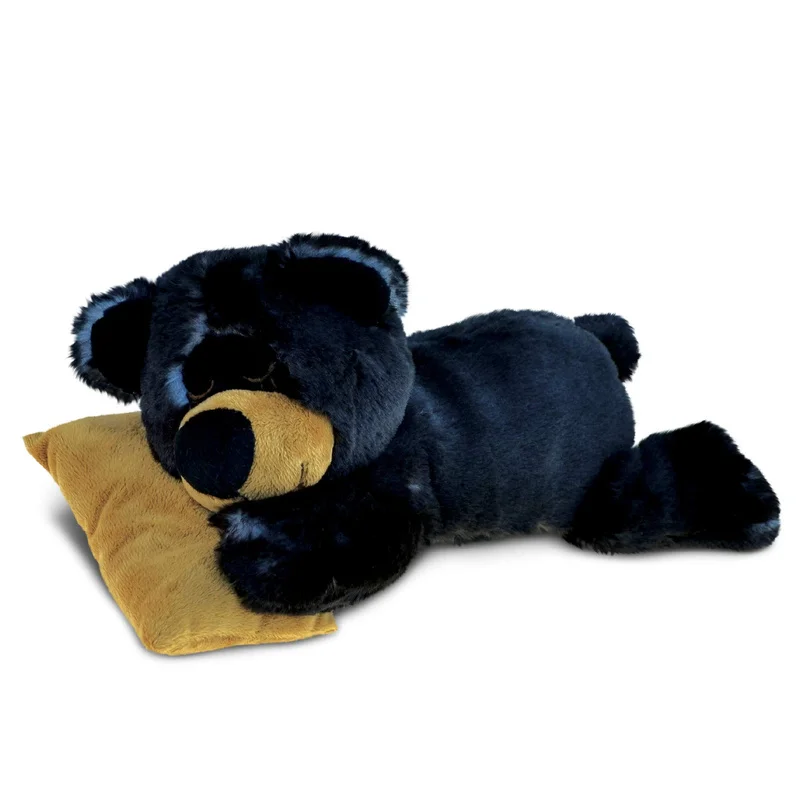 Plush Black Bear Stuffed Animal Soft Fur Sleeping with Pillow Cute Cuddly Super Soft Plush Doll Animal Toy for Kids and Adults andonstar digital microscope for adults soldering ad206 1080p soldering microscope for phone watch repairing smd smt black