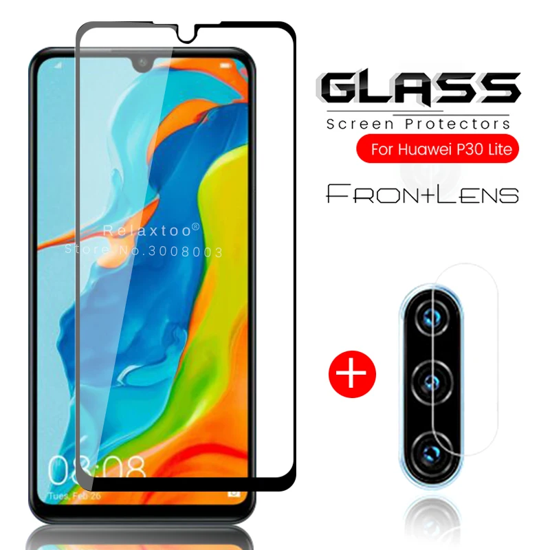 

2in1 camera glass protector for huawei p30 lite new endition 256gb 6gb mar-lx2b 6.15'' armor protection glass hauwei p 30 light