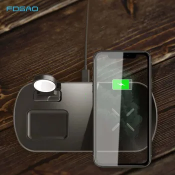 

FDGAO 3 in 1 Qi Wireless Charger Dock Station 15W Fast Charging Base for Apple Watch 5 4 3 2 1 AirPods Pro iPhone 11 X XS XR 8