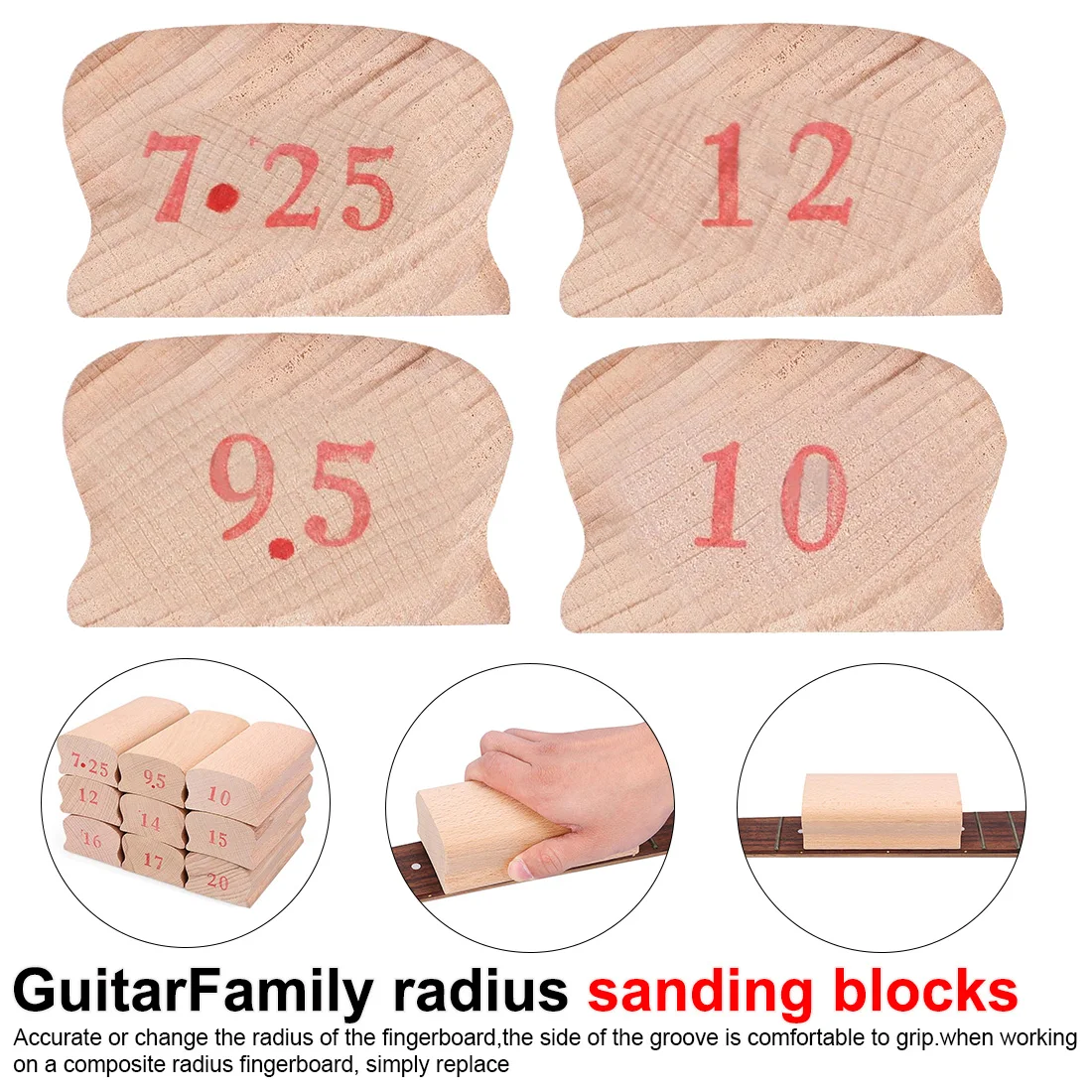 

1 Piece Fingerboard Luthier Tool Fingerboard Arc Polishing Block Radius Sanding Blocks For Guitar Bass Fret Leveling