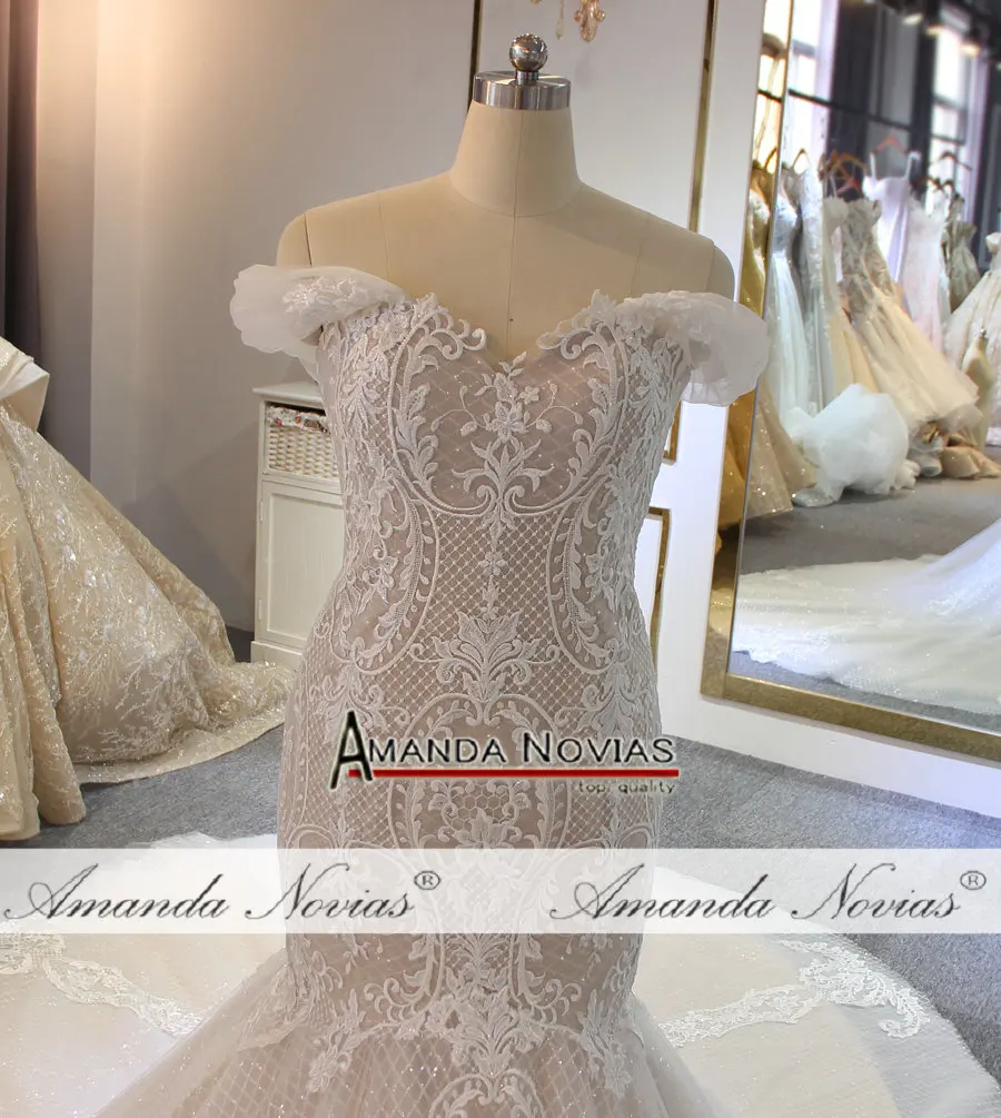 Свадебное платье русалки с открытыми плечами цвет шампанского заказной цвет свадебное платье