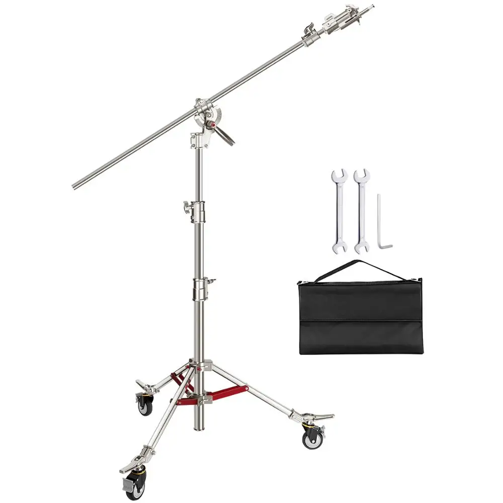 US $146.94 Neewer Pro 100 Stainless Steel C Stand Light Stand With Pulleys Max Height 144ft440cm With 7ft218cm CrossBar