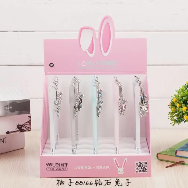 20 pcs Gel Pens Cartoon Rabbit fox pendant black colored gel-inkpens for writing Cute stationery office school supplies |