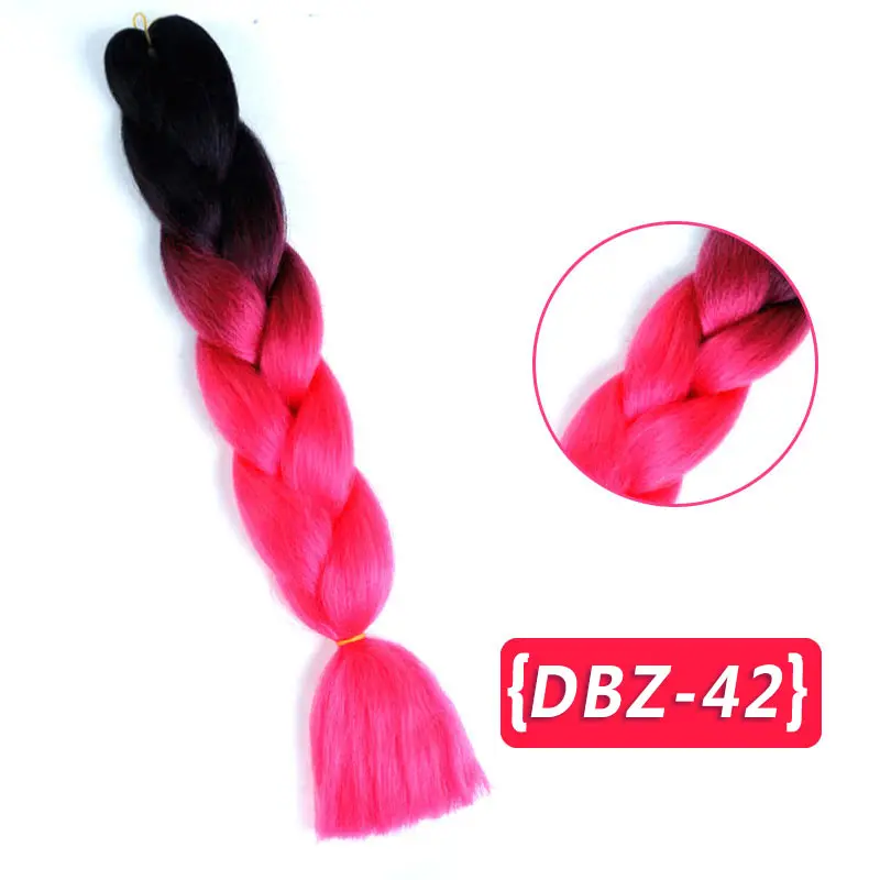 2" термостойкие плетеные волосы Омбре двухцветные огромные косички волосы синтетические волосы для кукол вязанные крючком волосы 100 г/упак. JINKAILI - Цвет: BR02-42