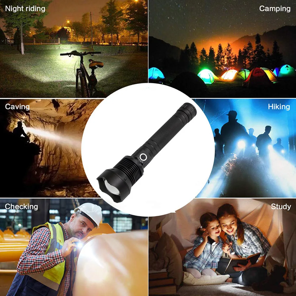 Super Bright LED Tactical Flashlight Zoomable Rechargeable Torch Powerful Military Camping Light Outdoor tool | Спорт и развлечения