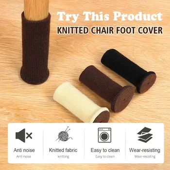 

4PCS Knitted Chair Foot Cover Non-slip Table Legs Chair Legs Furniture Foot Socks Floor Protection Pads Moving Noise Reduction