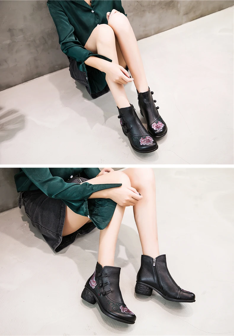 GKTINOO/обувь из натуральной кожи; женские ботинки; коллекция года; сезон осень-зима; винтажные ботильоны ручной работы; мягкая повседневная женская обувь на высоком каблуке