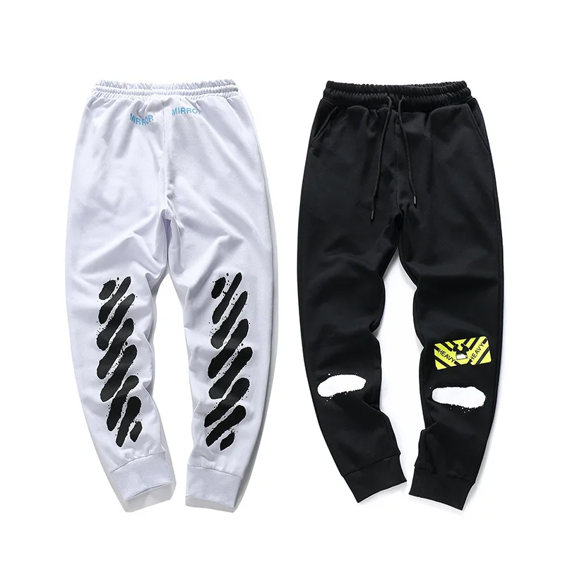 

Europe And America Popular Brand off White New Style Graffiti Line Printed Men And Women Casual Athletic Pants