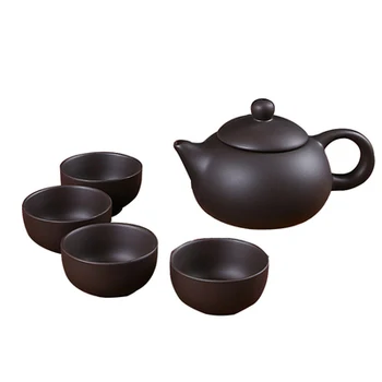 

Authentic Yixing Pure Hand-made Purple sand Teapot Xi Shi Pot filter Small Bubble Tea Pot Ceramic Tea Set One Teapot with 4 cups